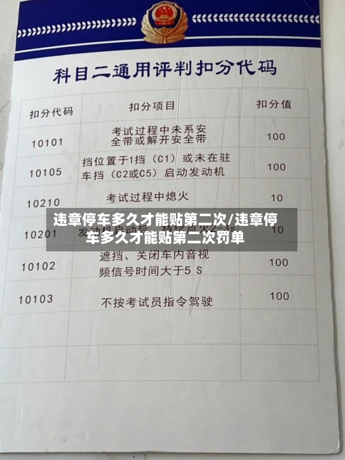 违章停车多久才能贴第二次/违章停车多久才能贴第二次罚单