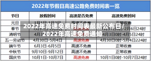 2022年高速免费时间表最新公布日/2022年高速免费通知