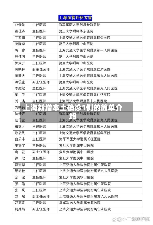 上海新增本土确诊1例的简单介绍